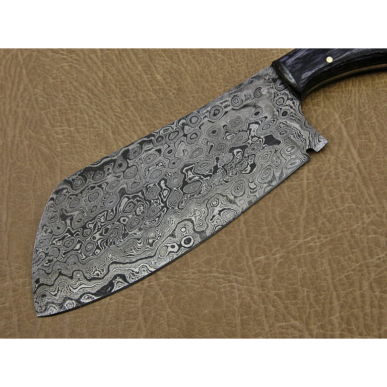 9.5 hand forged rain drop pattern Damascus steel Butcher knife, Meat  cleaver, 2 tone black wood scale, Rain drop pattern Damascus Steel 5 mm  blade