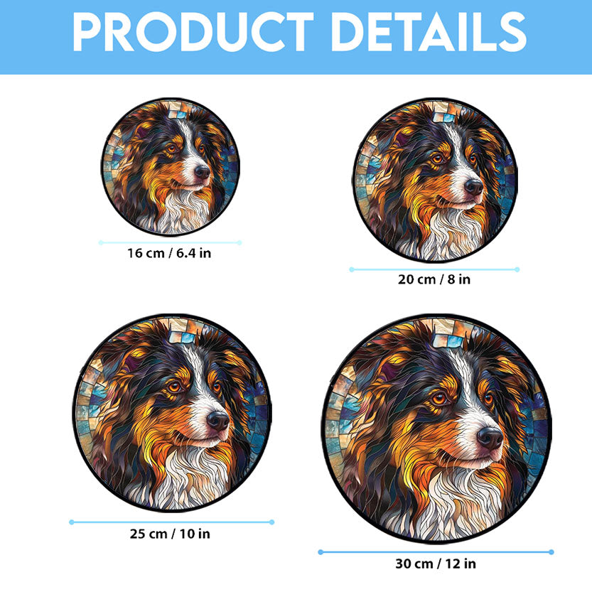 Mini Australian Shepherd: Stained Glass-Style Christmas Ornament - Made With Real Glass, Stained Glass Ornament 2025, Holiday Decoration, Seasonal Keepsake Gift, Unique