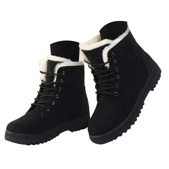 Dakaela Winter Ankle Boots for Women Waterproof Warm Hiking Snow Booties Ladies Lace up Walking Shoes