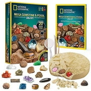NATIONAL GEOGRAPHIC Mega Fossil Kits - 20 Real Fossils Gems, Great STEM Science Gift Mineralogy Geology Enthusiasts of Age