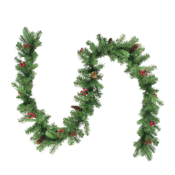Northlight Real Touch™️ Noble Fir with Berries Artificial Christmas Garland - Unlit - 9' x 10"