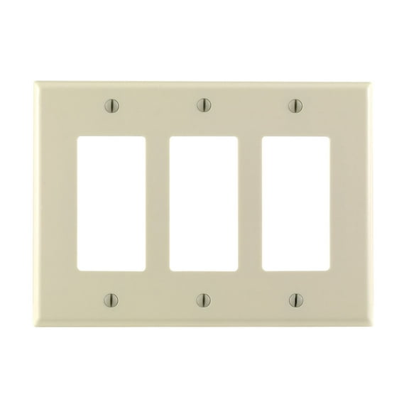 Leviton 80611-A Almond Midway Three Gang Decora Wall Plate