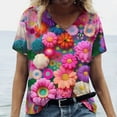 thumbnail image 4 of 2024 Women T shirt Summer 3D Floral T-Shirt Plus Size Women‘s Clothing Oversized Designer Short Sleeve Shirt Women V Neck Blouse, 4 of 7