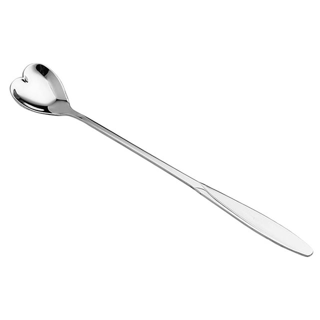 Exquisita cuchara de pétalos de acero inoxidable para café, helado, postres y bebidas. Forma de corazón de plata