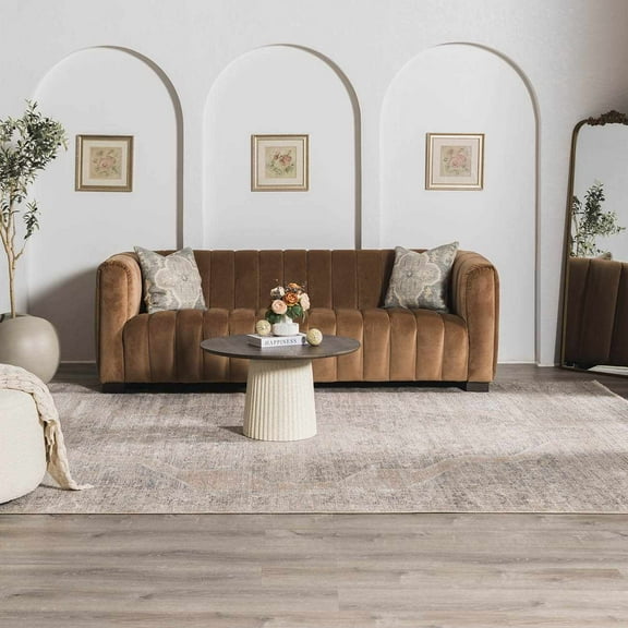 Hauteloom Tavon Living Room, Bedroom Area Rug - Traditional - Dark Brown, Medium Gray, Dark Red - 2'2" x 3'9"