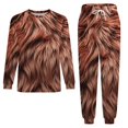 thumbnail image 3 of Hairy Men's Pajama Set Sleepwear Pjs Lightweight Long Sleeve Crewneck Shirts and Bottoms Soft Comfy Sleep Sets 3XL, 3 of 5