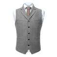 thumbnail image 2 of BiZtdJrK Solid Dress Vests for Men Notched Lapel Single Breasted Sleeveless Casual Work Suit Jackets Business formal Vest with Pockets Silver L, 2 of 6