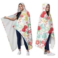 thumbnail image 2 of Wearable Blanket,Pioneer Flower Floral Print Pattern Hooded Wearable Sherpa Blanket for Adults & Teens,Winter Poncho Shawl Wrap Cape Thick Warm,50"x60", 2 of 5