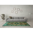 thumbnail image 3 of Ahgly Company Indoor Round Persian Turquoise Blue Traditional Area Rugs, 4' Round, 3 of 4