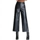 thumbnail image 5 of Pantalones de cuero para mujer, pantalones anchos y recortados de cintura alta, pantalones de cuero PU sueltos de otoño e invierno, estilo coreano, ropa exterior adelgazante de talla grande, 5 of 5