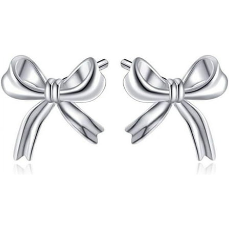 Solid 925 Sterling Silver Bow Stud Earrings For Women Teens Small Ribbon Stud Earrings Bowknot[Z2509]