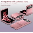 thumbnail image 5 of Compatible Galaxy Z Flip 3 Case with Hinge Protection,Heavy Duty Protective Slim Hard PC+PU Leather Shockproof Phone Cover for Samsung Galaxy Z Flip 3 5G Phone Case Women Girls- Pink, 5 of 16