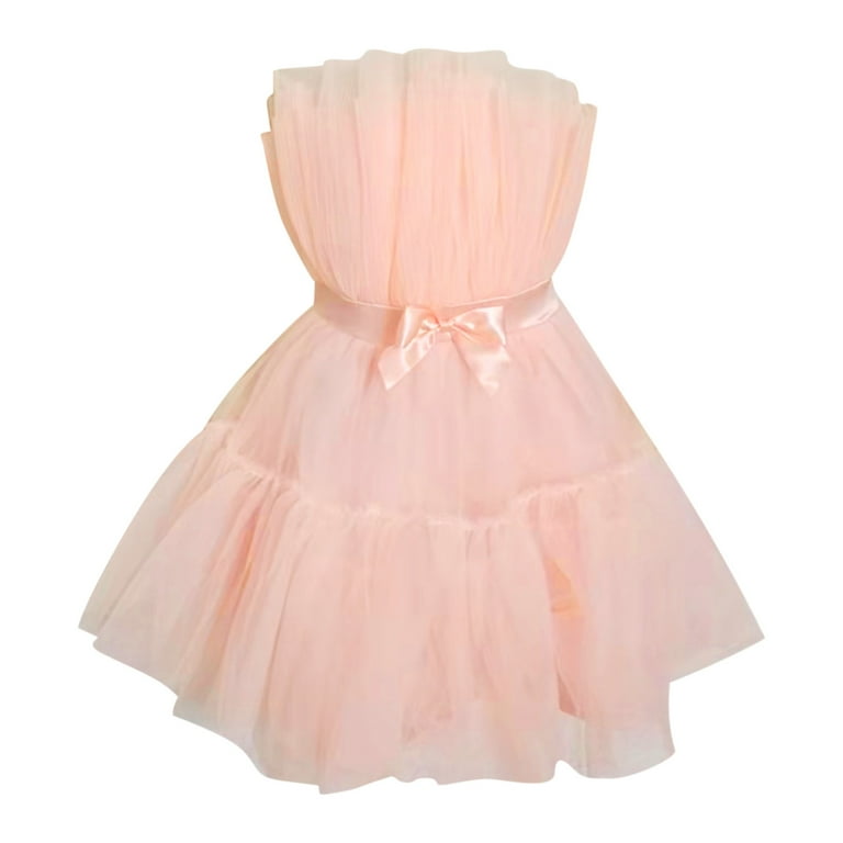 Whlbf Hot Pink Dress for Women Plus Size,Women Tulle Dress Sleeveless Short  Dress Solid Mesh Princess Steapless Party Dress - Walmart.com