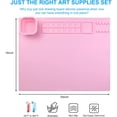 thumbnail image 6 of Queceuy Silicone Painting Mat,20"X16" Large Paint Mat with 1 Water Cup,Handmade Erasable Washable,for Resin,DIY, Clay,Play Doh,Art Mat for Kids,Pink, 6 of 7