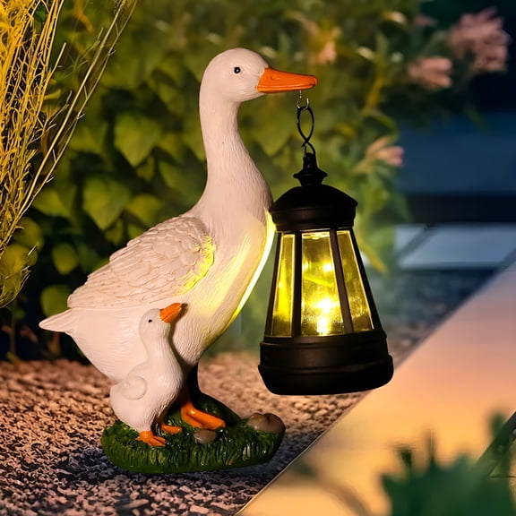 ACDANC Clearance Solar Light Duck Garden Statue,Outdoor Decorations Cute Ducks Art Décor Goose Figurine Ornament for Yard Home Garden Patio Housewarming and Office