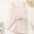 thumbnail image 2 of Toddler Girl Clothes, 2Pcs Baby Girl Summer Spring Outfits Sloid Color Sleeveless Vest Casual Tank Top + Shorts Clothing Set Kaprioy Toddler Girl Clothes 12 24 Months 2T 3T 4T, 2 of 6