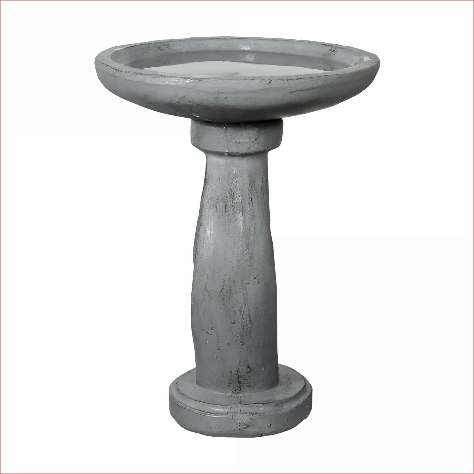 Bird Baths | Modern 21.8" Tall Outdoor Bird Bath for Garden, Yard, Patio | Concrete Cement | Single Tier Pedestal