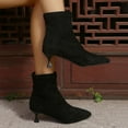 thumbnail image 5 of Viluyesy Womens Dress Boots, Pull-On Comfort Pointed Toe Kitten Heel Suede Leather Mid Calf Boots Black, 5 of 9