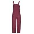 thumbnail image 4 of ZZwxWA Womens Sleeveless Cotton Linen Adjustable Bib Overalls Baggy Jumpsuits Romper with Pockets Straps Jumpsuit, 4 of 6