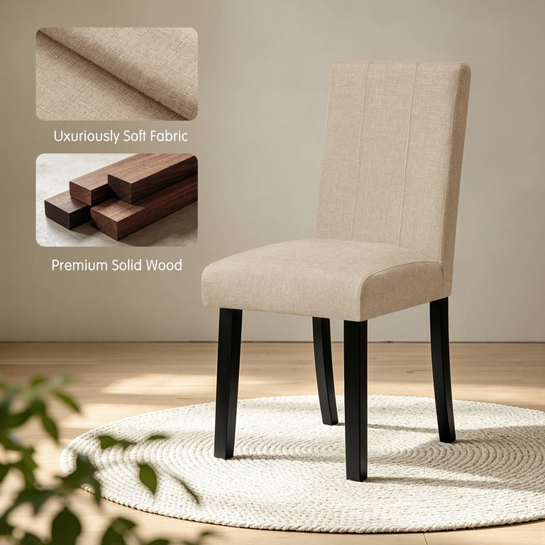 DyFun Linen Upholstered Dining Chairs, Set of 2 photo 5