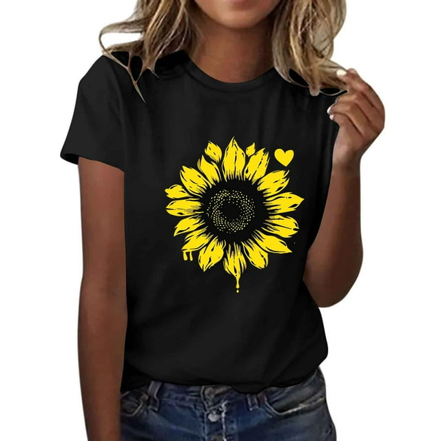 Yhmxh T-shirts pour Femmes T-shirt Imprimé pour Amoureuse Col Rond Manches Courtes Hauts d'Été pour Femmes T-shirts d'Été sous-Vêtements T-shirts pour Femmes