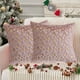thumbnail image 5 of Soft Fuzzy Christmas Decorative Pillow Cover 18x18 Snowflake Glitter Print | Polyester Cushion Case | Cozy Home Sofa Chair Couch Bed Decor | Pink Green Beige Gray | 1 Pack, 5 of 6