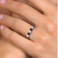 thumbnail image 4 of Gem Stone King 925 Sterling Silver Sky Blue Aquamarine and Blue Sapphire Wedding-Bands Ring for Women | 0.95 Cttw | Round 3.5MM | Gemstone March Birthstone | Size 9, 4 of 6