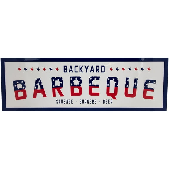 Northlight Backyard Barbeque Metal Wall Sign Patriotic Decoration - 23"
