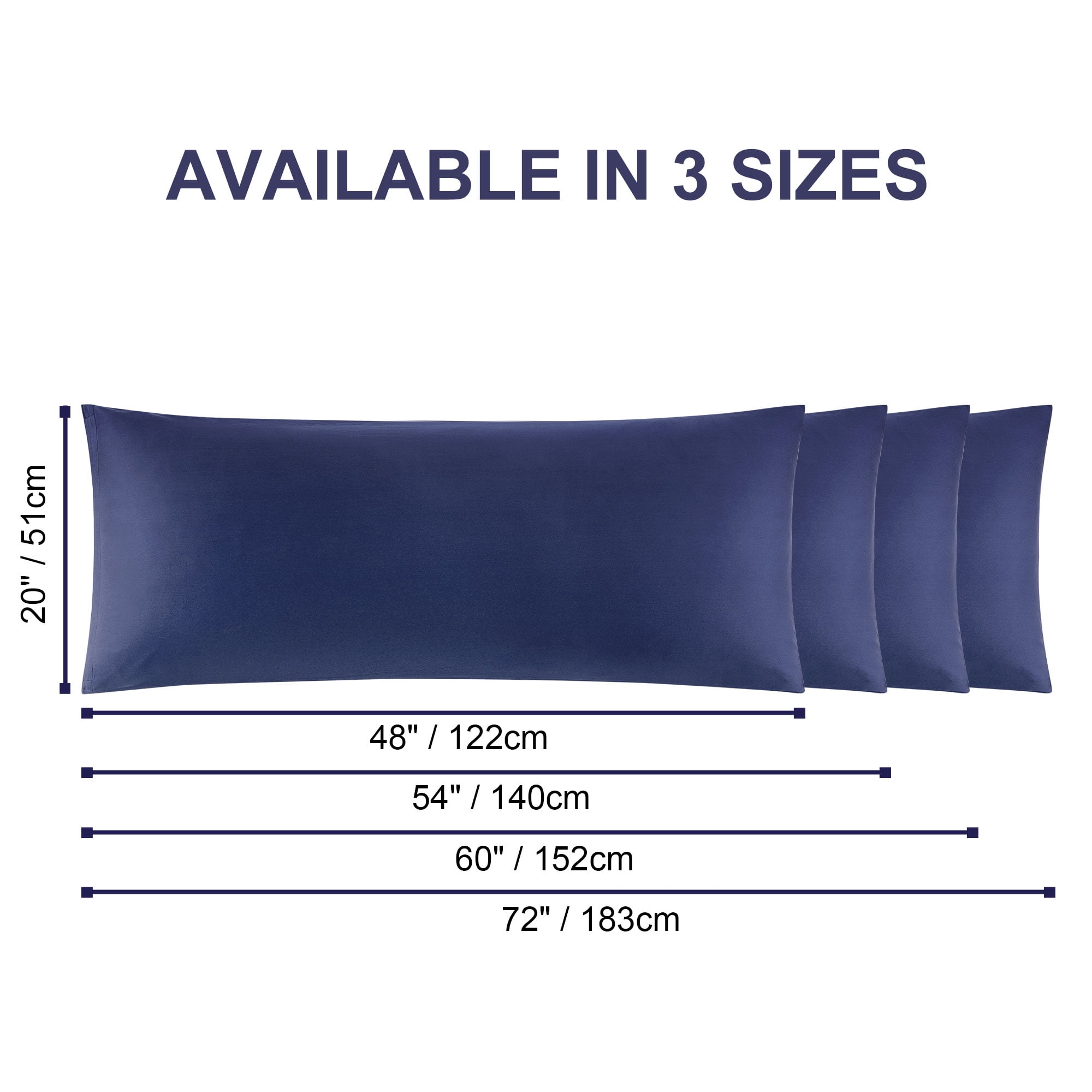 Unique Bargains Cotton Zipper Closure Breathable Body Pillowcase Navy Blue 20"x54"