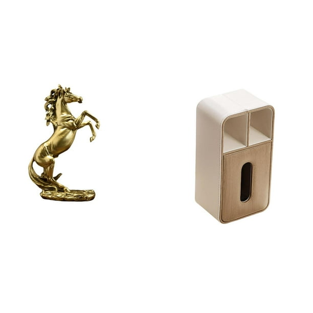Figura De Caballo De Pie Hecha A Mano, Decoración De Mesa Ligera Para Hoteles, Estanterías, Chimenea, Con Funda Rectangular Multiusos Para Caja De Pañuelos Y Servilletero Para Control Remoto