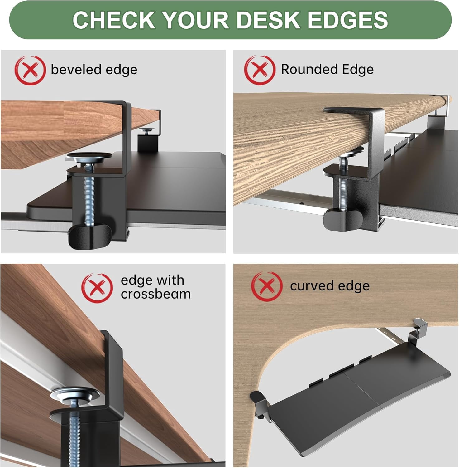 Extra Large Keyboard Tray Under Desk - Slide Out with Sturdy C-Clip Mount System, 31.5" (35.8" Including Clamps) x 11.8" Put-Out Keyboard Tray Computer Drawer for Ergonomic Typing