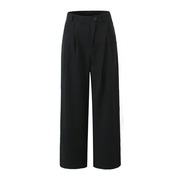Pantalones anchos de moda estrechos para mujer Primavera y Otoño Traje recto casual pequeño adelgazante de cintura alta