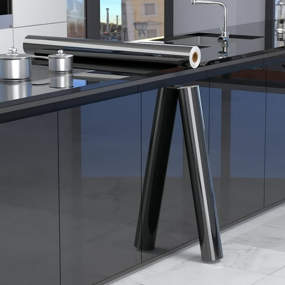 GYTY 1 Roll Self-Adhesive Wallpaper, Glitter Black Bright Film Contact Paper, Peel And Stick, Waterproof Removable Living Room Kitchen Bedroom Dormitory Wallpaper