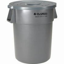 Global Industrial 240464GYCL Plastic Trash Can with Lid - 55 gal - Gray