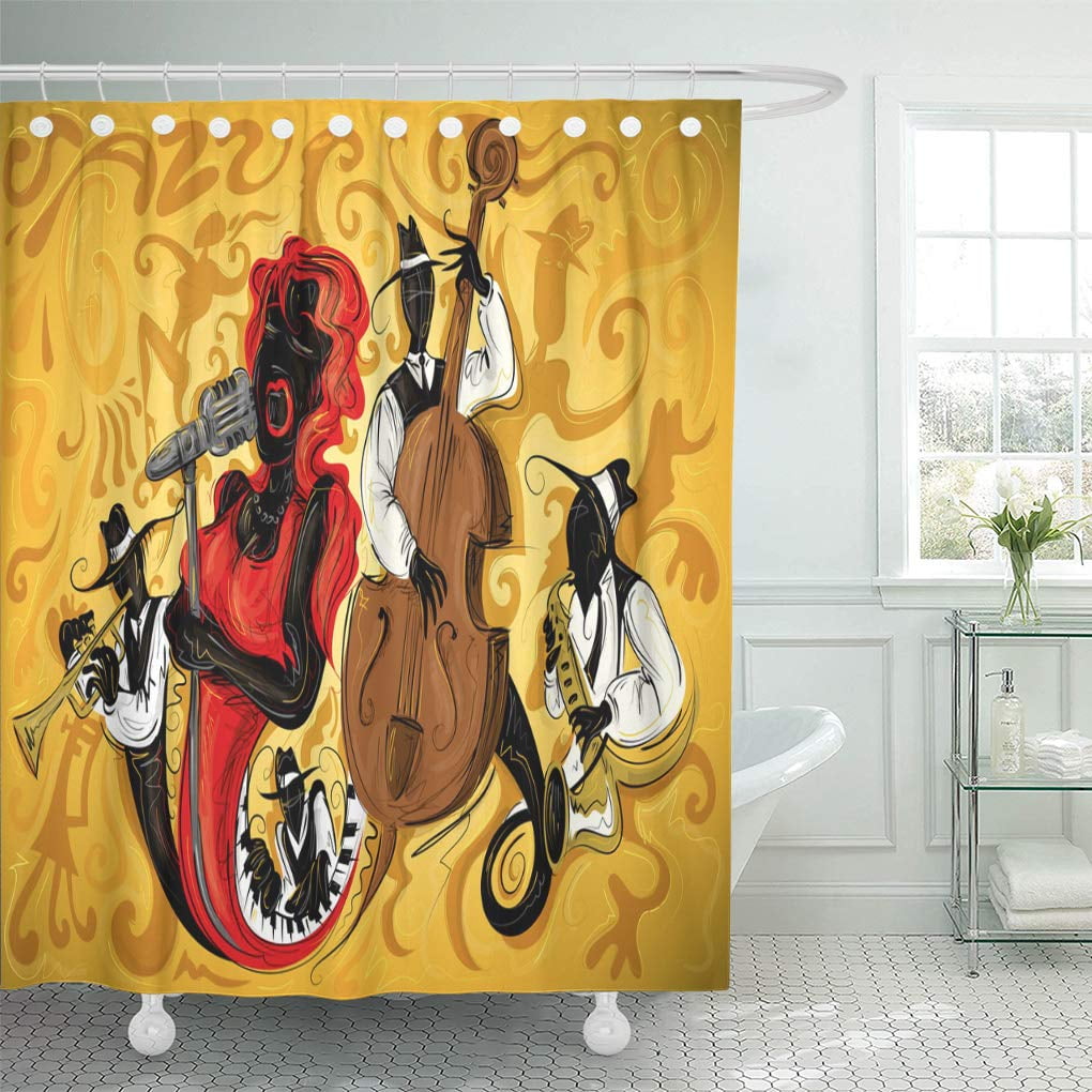 Yusdecor Music Abstract Jazz Art 3 Vector Musician Sketch Band Festival Bathroom Decor Bath Shower Curtain 66x72 Inch Walmart Canada