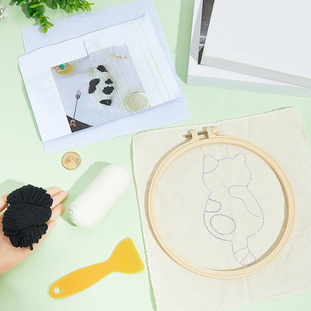 DIY Coaster Punch Needle Embroidery Starter Kits for Beginners Included Embroidery Hoops & Thread Non-woven Fabric Cat Shape 260x260x0.8mm