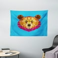 thumbnail image 1 of Bear Tapestry, Geometrical Head Figure with Triangular Fractal Pattern with Poly Effect, Wall Hanging for Bedroom Living Room Dorm Decor, 60W X 40L Inches, Fuchsia Blue Pale Brown, by Ambesonne, 1 of 2