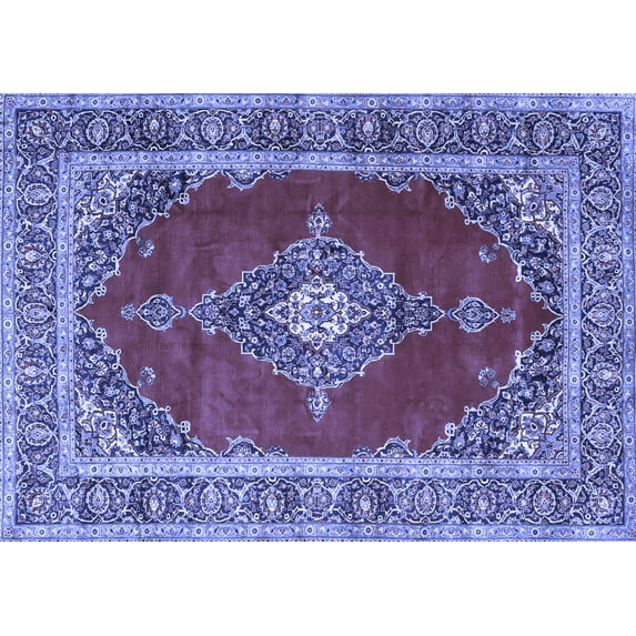 Ahgly Company Indoor Rectangle Medallion Blue Traditional Area Rugs, 8' x 12'