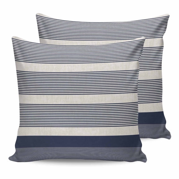 24x24 Pillow Covers Set of 2, Navy Blue Stripes Square Throw Pillow Covers for Couch/Sofa/Living Room, Farmhouse Striped Modern Abstract Art Decorative Soft Pillowcases for Couch Throw Pillows