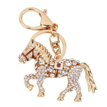Rhinestone Horse Pendant Keyring Keychain Key Chain Gift (Coffee)
