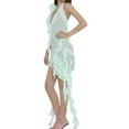 thumbnail image 4 of xiaxaixu Womenacute;s Summer Skinny Sheer Dress Solid Color Hanging Neck Irregular Ruffle Dress, 4 of 9