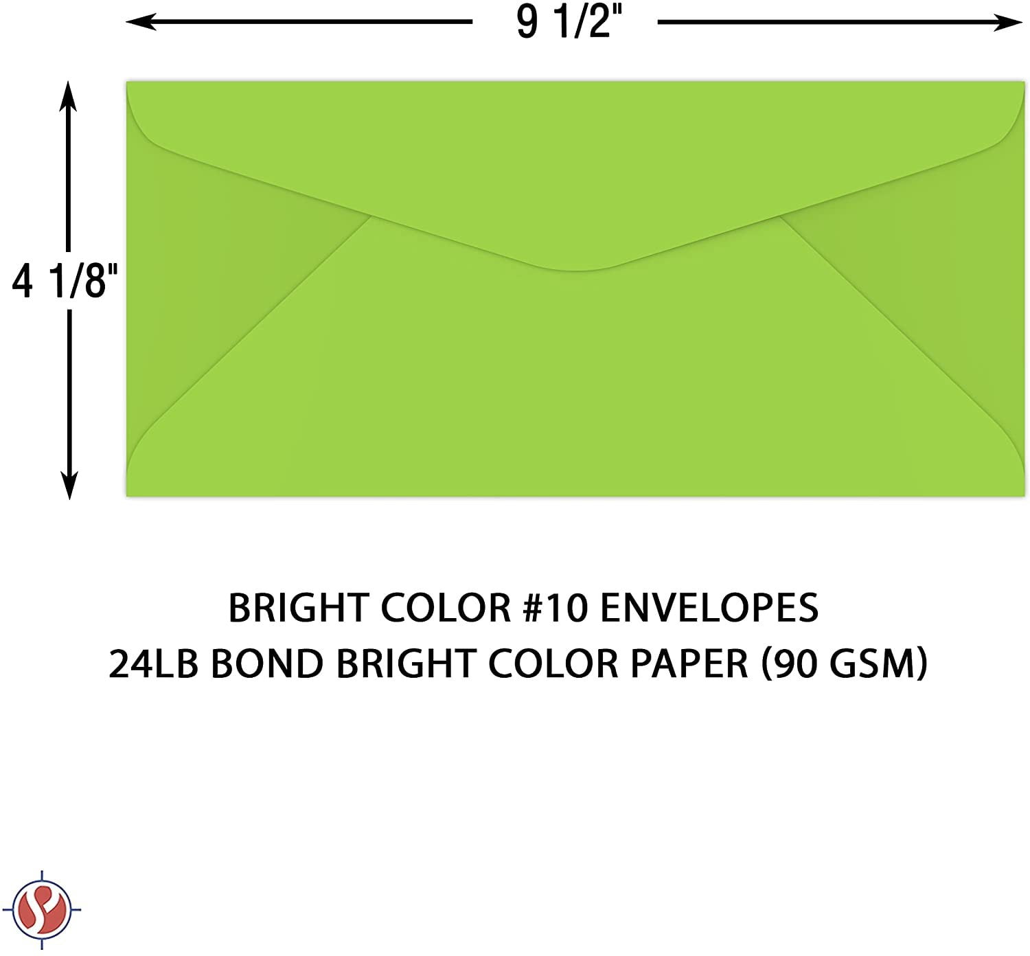 Lime Green Bright Color #10 Envelopes - Great for Mailing Letters, Business Memos, Invitations, Invoices, Bills | 4 1/8" x 9 1/2" | 50 Envelopes