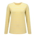 thumbnail image 4 of Tittly T Shirts for Women Graphic Tees Women's Casual Striped Long Sleeve Tops Crew Neck Knit Ribbed Basic T Shirts Womens Long Sleeve Tops Tshirts Shirts Yellow M, 4 of 6