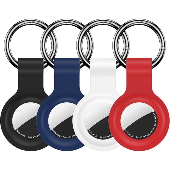Compatible with AirTag Holder Case Keychain 4 Pack, Silicone for Air Tags Key Chain Ring Case Cover for Air Tag Holder GPS Tracker Item Finders Accessories for Bags, Luggages