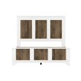 thumbnail image 4 of 4-Pieces Bedroom Sets, Full Size Farmhouse Platform Bed with Wooden Strip Decoration, 2 Storage Nightstand and Dresser with Metal Handle, White, 4 of 7