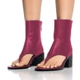 thumbnail image 3 of YDN Women Unique Round Open Toe Flip Flop Ankle Sandals Block Mid Heel Back Zippers Boots Dressy Shopping Work Shoes Size 12 Fuchsia, 3 of 3