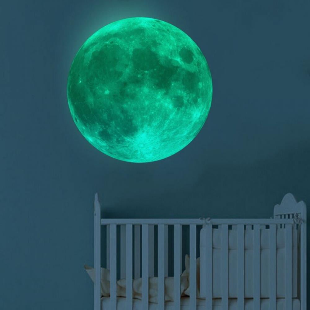 30cm Luminous Moon 3D Wall Sticker for Kids Room Living Bedroom Decoration Home