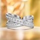 thumbnail image 2 of JeenMata Alianza de Boda Sofisticada con Engaste de Cruz Infinito Pavé en Oro Blanco de 18 K sobre Plata, 2 of 6
