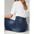 thumbnail image 3 of Blue Denim Midi Skirt With Frayed Hem And Distressed Detail For Women, 3 of 5
