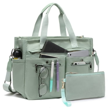 2pcs/set Women'S Large Canvas Tote Bag - Multi-Pocket Laptop Work Bag, Crossbody Shoulder Hobo Messenger Handbag, Purse for Travel, Gym, and Everyday Use